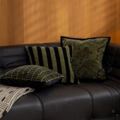 中古轻奢黑绿色系组合抱枕新中式 复古刺绣竹纹抱枕民宿靠垫腰靠枕