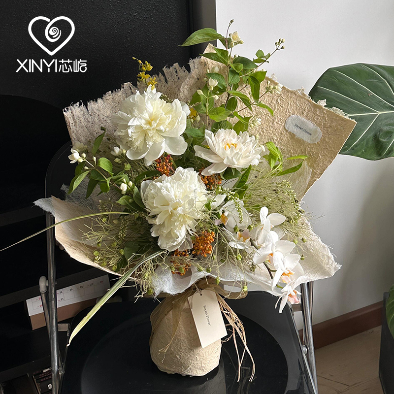 汉桑纸高级感自然纹理鲜花包装纸
