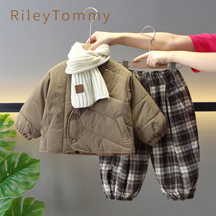 英国Riley Tommy男女童冬季加绒加厚套装儿童保暖夹绒棉服三件套