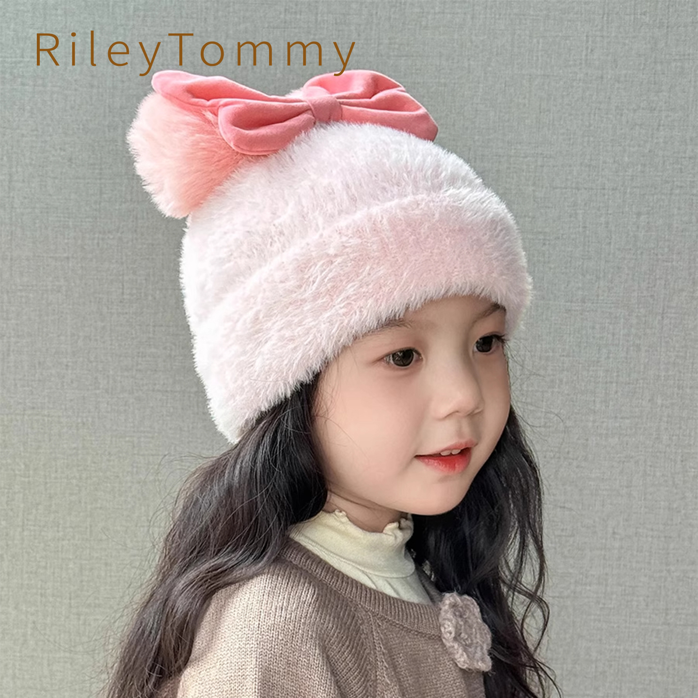 英国RileyTommy兔毛可爱双球帽