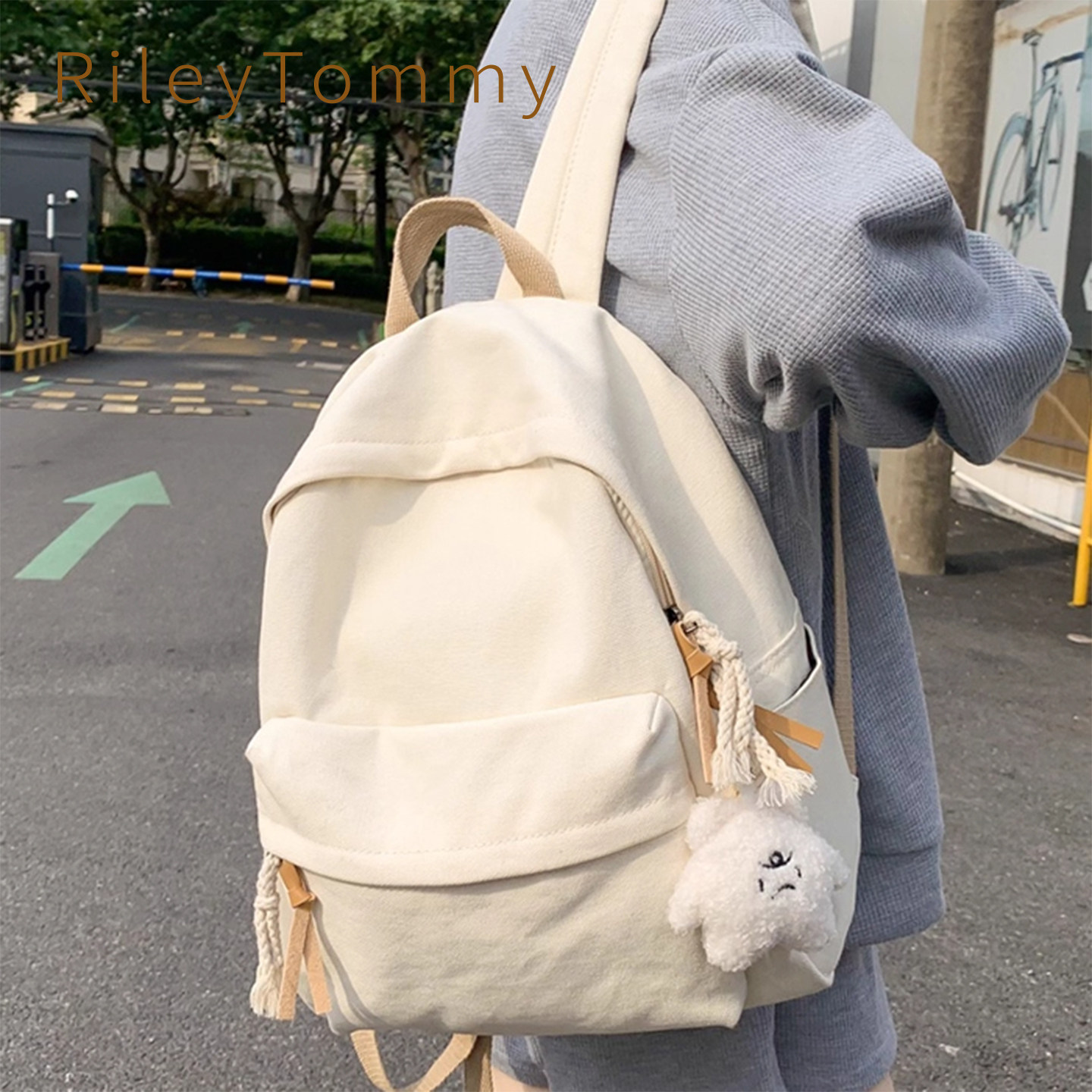 英国RileyTommy帆布书包女大学生文艺学院风高中学生双肩男生背包