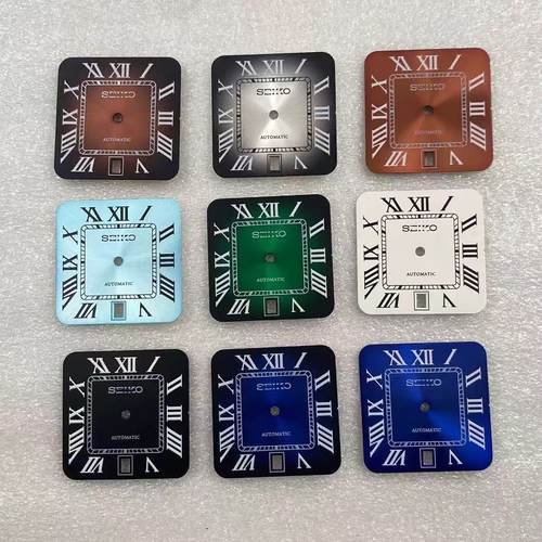 新款罗马方形6点日历表盘字面 绿夜光 适装nh35机芯 26.9X26.9mm