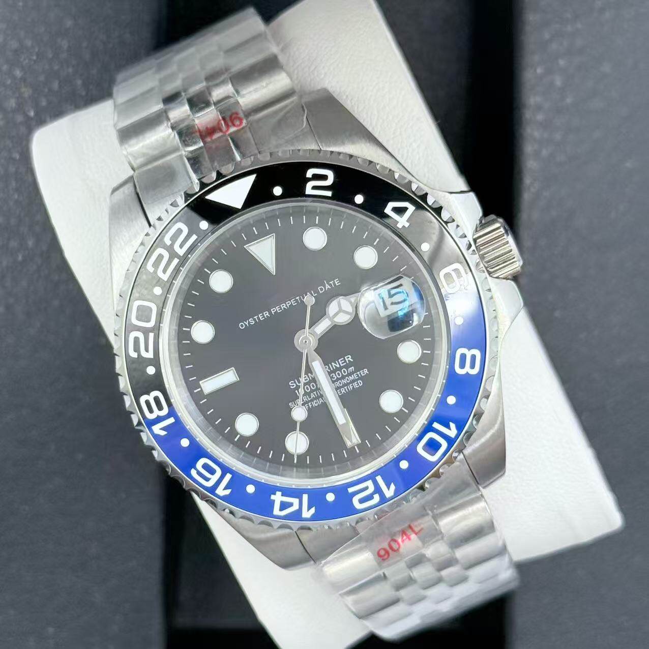 SUB水鬼改装字面表盘 绿夜光机械手表 适装8215机芯直径39 mm