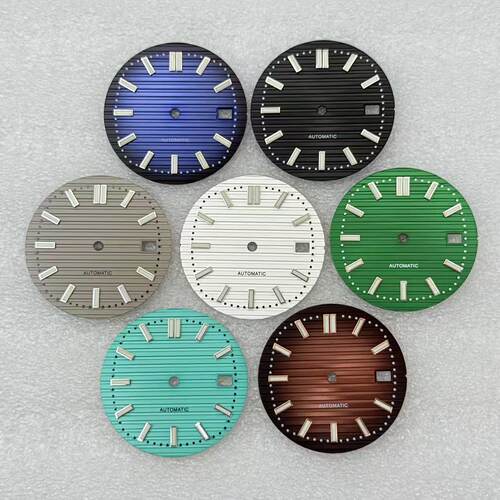 pp鹦鹉螺字面改装表盘 直径30.5mm 发绿夜光 适合NH35/36机芯