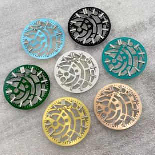 NH72机芯镂空字面 NH70 28.5mm镂空表盘改装 手表配件绿夜光适装