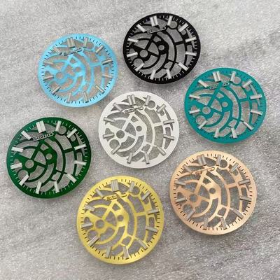 28.5mm镂空表盘改装手表配件绿夜光适装NH70\NH72机芯镂空字面