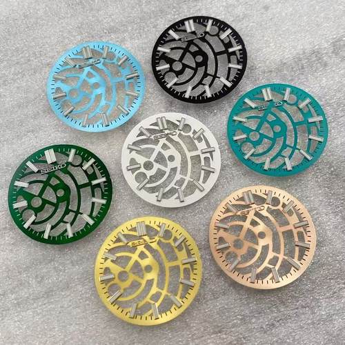 28.5mm镂空表盘改装手表配件绿夜光适装NH70\NH72机芯镂空字面