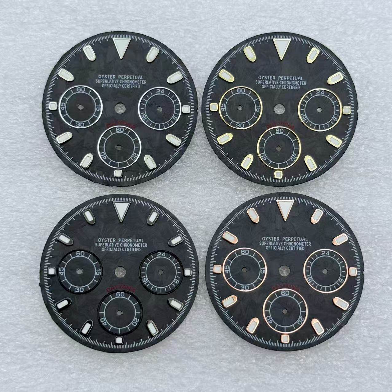 VK63石英机芯碳纤维表盘直径29.5mm 改装多功能计时熊猫手表配件 - 实物图
