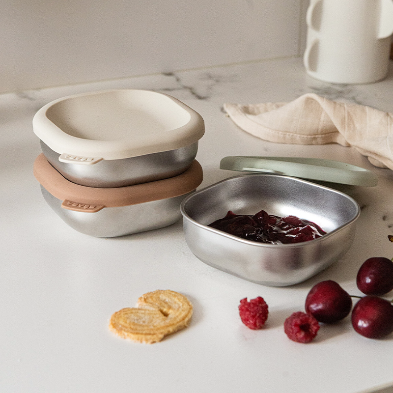 【新品】法国beaba婴儿不锈钢辅食盒辅食碗宝宝零食水果储存盒