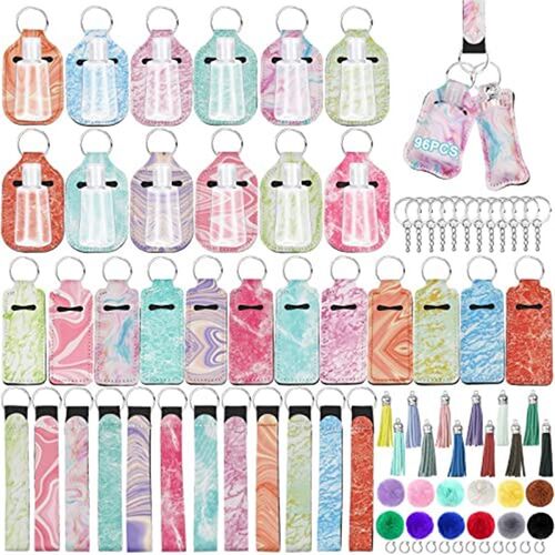 极速YALINKA 96Pcs Travel Bottle Chapstick Lanyard Keychain H