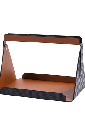 现代简约欧式皮革手提蓝拼色托盘客厅餐厅书房样板间桌面收纳摆件