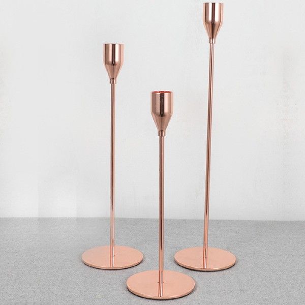 3pcs Metal Decorative Candlestick Spherical Base Set Candle