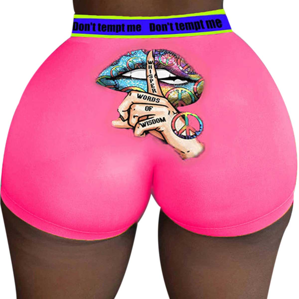 Women Fun Print Shorts Slim Skinny Letter Summer Casual Styl