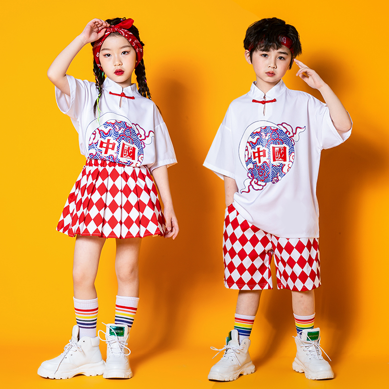 六一少儿啦啦队演出服小学生运动会开幕式服装班服中国风表演服夏