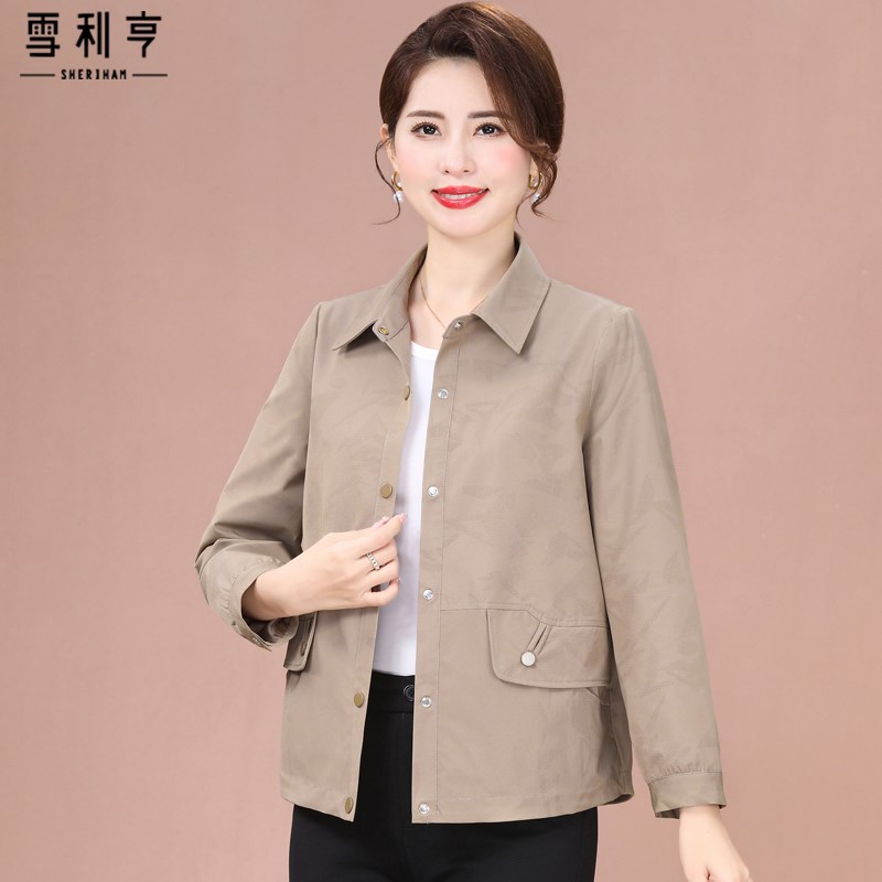 好货中老年妈妈秋装2025新款中年大码风衣洋气春秋上衣女短外套