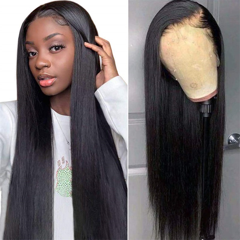Lace Front Wigs Long Straight Hair Black Color Synthetic Lac