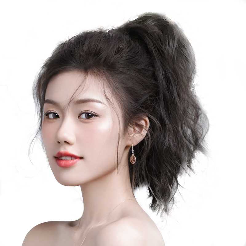 假发女马尾网红韩式抓夹梨花卷自然无痕仿真发短发高马尾麻花辫子