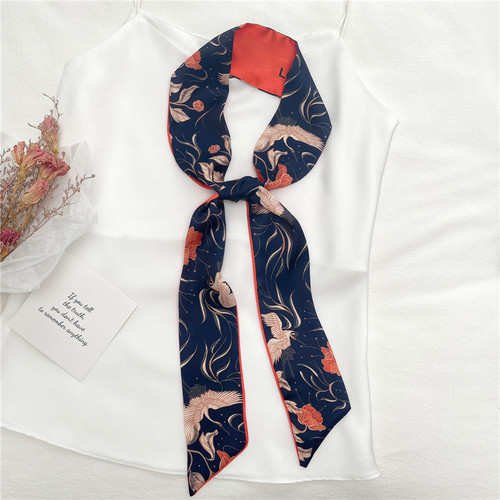 Print Silk Long Hairband Ribbon for Women Girls Bandana Neck