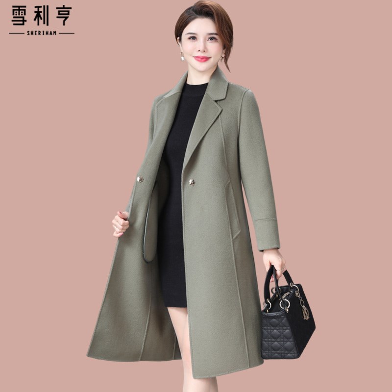 好货双面羊毛大衣女中长款2025新款中年妈妈款双面呢冬装百搭毛呢