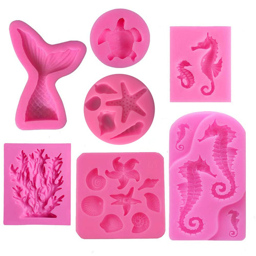 好货Marine Silicone Mold Chocolate Mold Seahorse Conch Merma