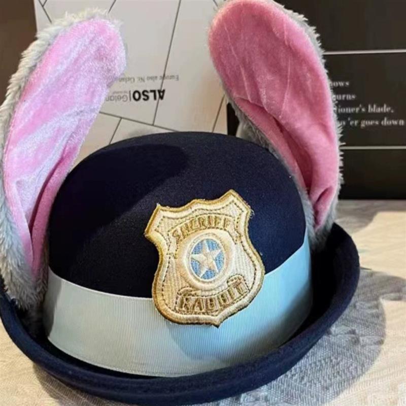朱迪帽兔子圆顶礼帽疯狂动物城警官朱迪帽子儿童成人发箍头饰帽子