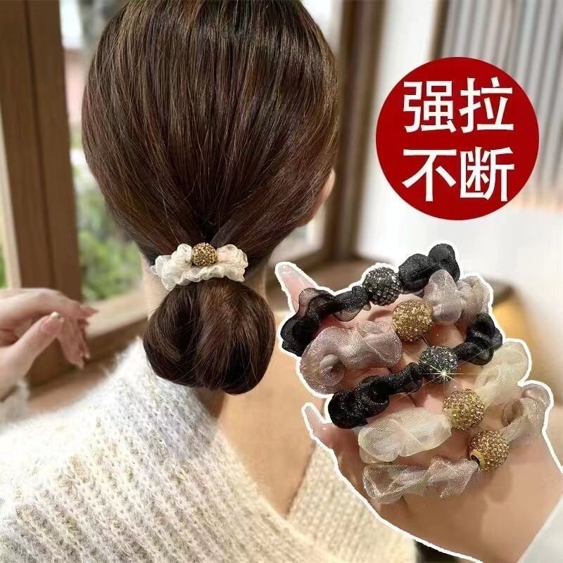 欧根纱头绳高弹力高颜值甜美网红耐用成人发圈发绳网纱水钻头绳女