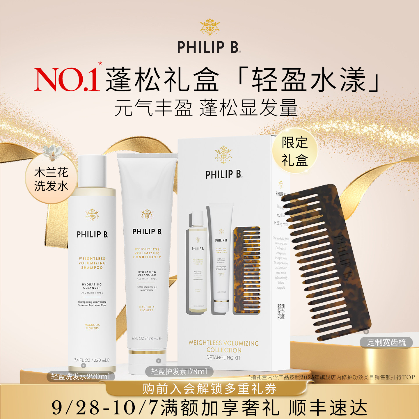 PhilipB轻盈蓬松洗护礼盒