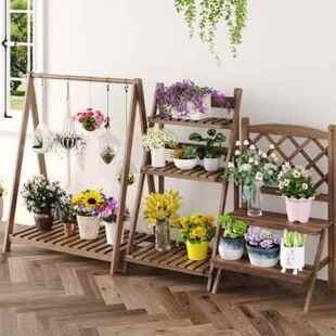 极速厂促花盆架绿萝实木花架子北欧阳台花架欧式 窗台家用置物架客