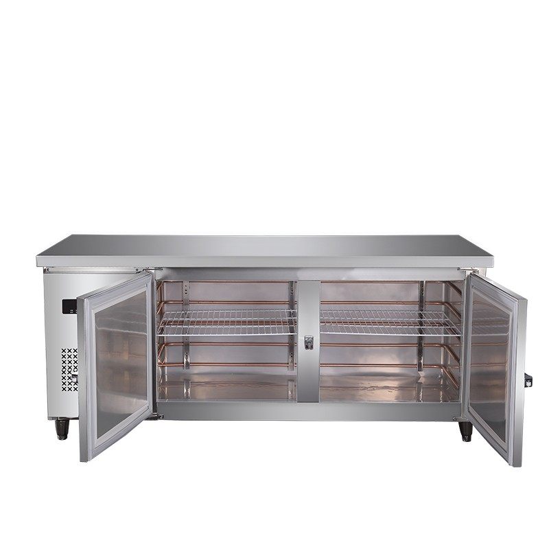 成菱冰柜商用不锈钢明管工作台卧式冷柜奶茶店冷藏冷冻操作台铜管