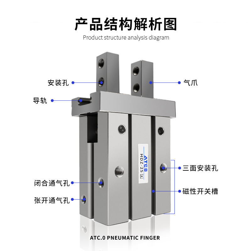 气立可型手指气缸夹爪HDZ/HRZ-6/10/16/20/25/32/40C/B单动加长