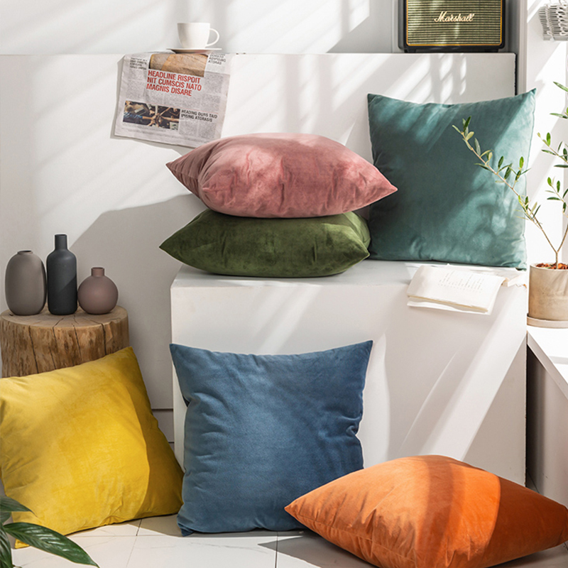 Nordic solid color corduroy stripes sofa cushion pillowcase