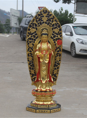 好货寺庙树脂神像佛像 1米08东方三圣 家用贴金彩绘东方三圣佛像