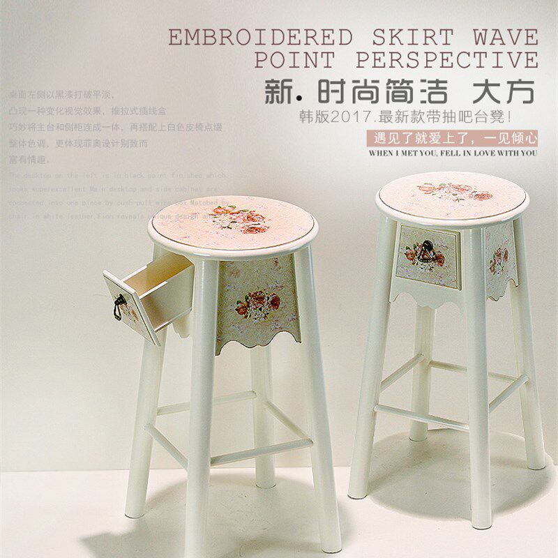 极速欧式实木吧台椅时尚创意酒吧高脚凳简约复古全实木高脚凳子吧