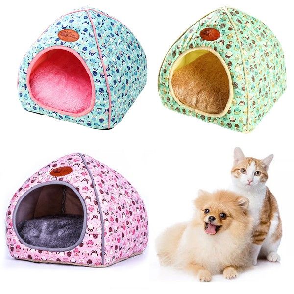 Pet Dog Cat House Tent Kennel Doggy Fashion Winter Warm