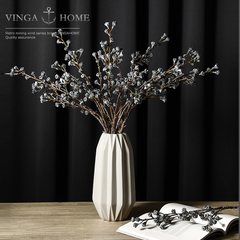 速发北摆面内办公桌室厅设装饰塑料三叉桉树果假花绿植物摆件