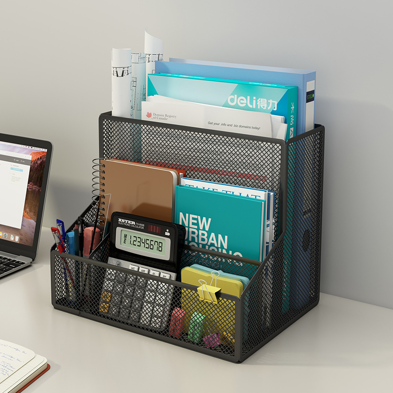 速发办公桌置物架文件属纳架办公室用品文件收纳盒桌面书架多层大