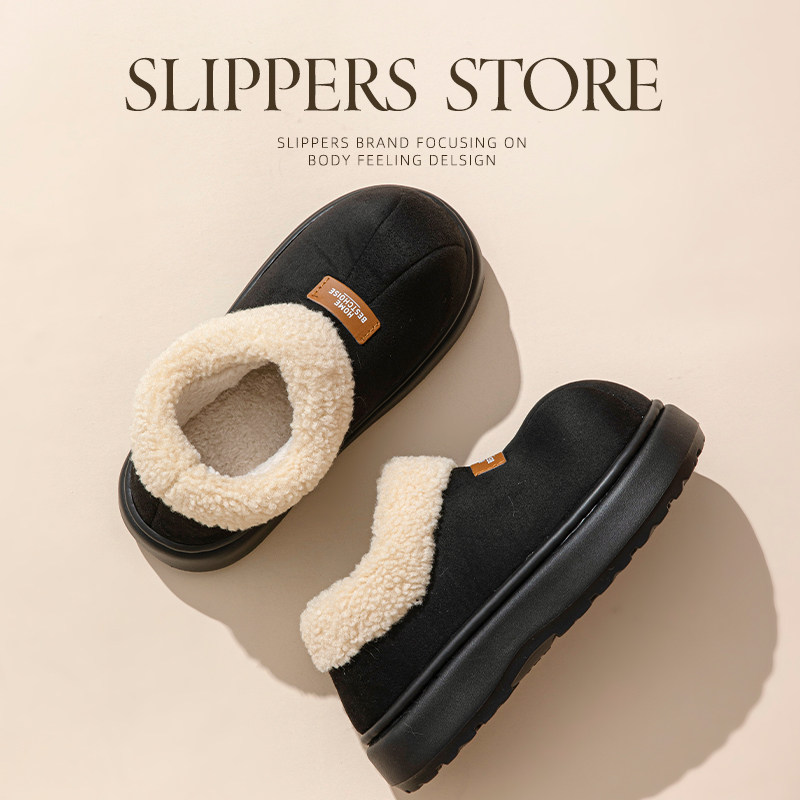 包跟棉拖鞋女士冬季2024新款加绒加厚保暖时尚百搭厚底外穿棉鞋男