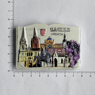 克罗地亚萨格勒布旅游纪念品3d立体网红磁吸冰箱贴地标建筑装饰品