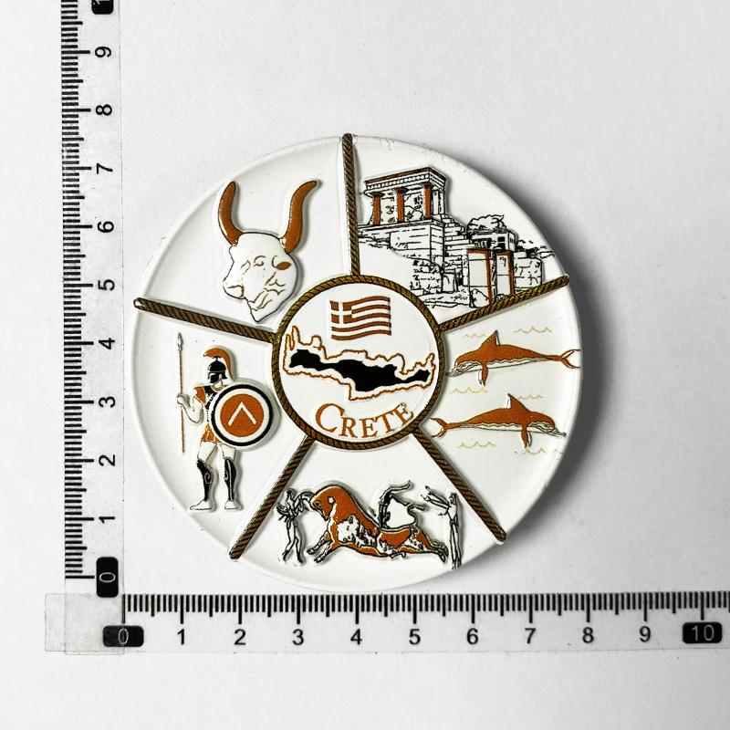 希腊克里特岛创意圆形浮雕冰箱贴