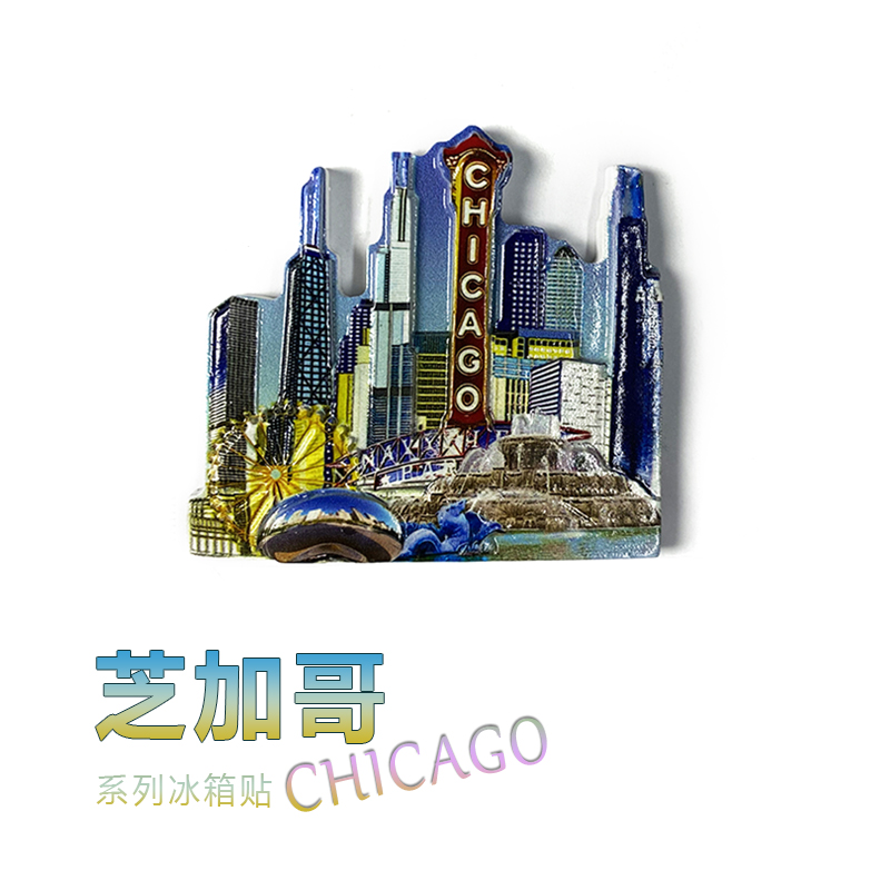 美国城市旅游纪念品3D立体冰箱贴