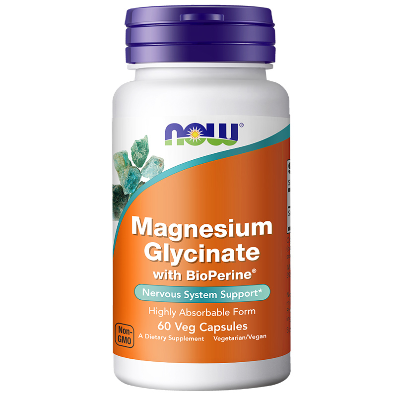 NOW甘氨酸镁螯合镁片补充剂睡眠高含量搭维生素D3K2美国原装进口