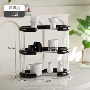 轻奢杯子收d纳置物架双层茶杯架茶具收纳架家用托盘桌面放水杯杯