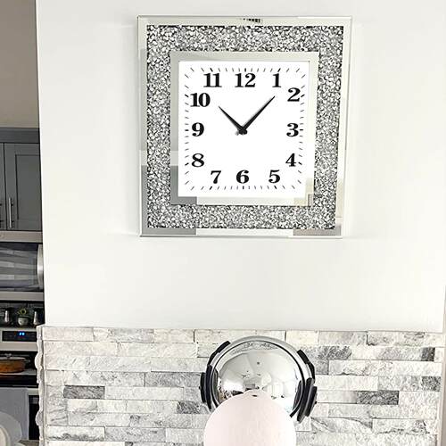 静音钟表创意挂钟客厅挂壁钟玻璃碎钻钟现代家庭钟表客厅时钟跨境