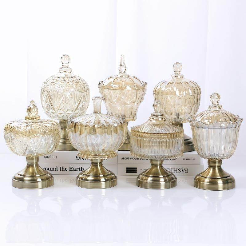 水晶玻璃糖果罐摆件大容量实用零食盒现代时尚客厅装饰器皿储物罐