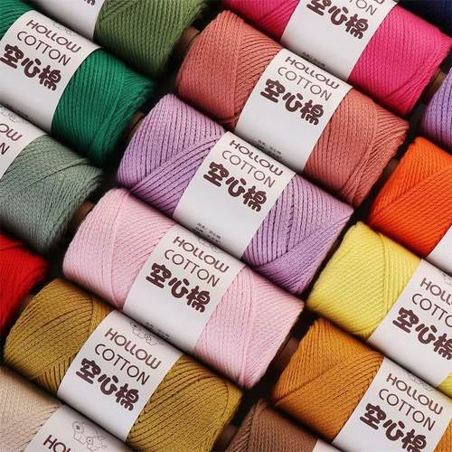 圆股空心棉线cm中粗棉麻手工编织diy钩针帽子线包包材料空心纱线
