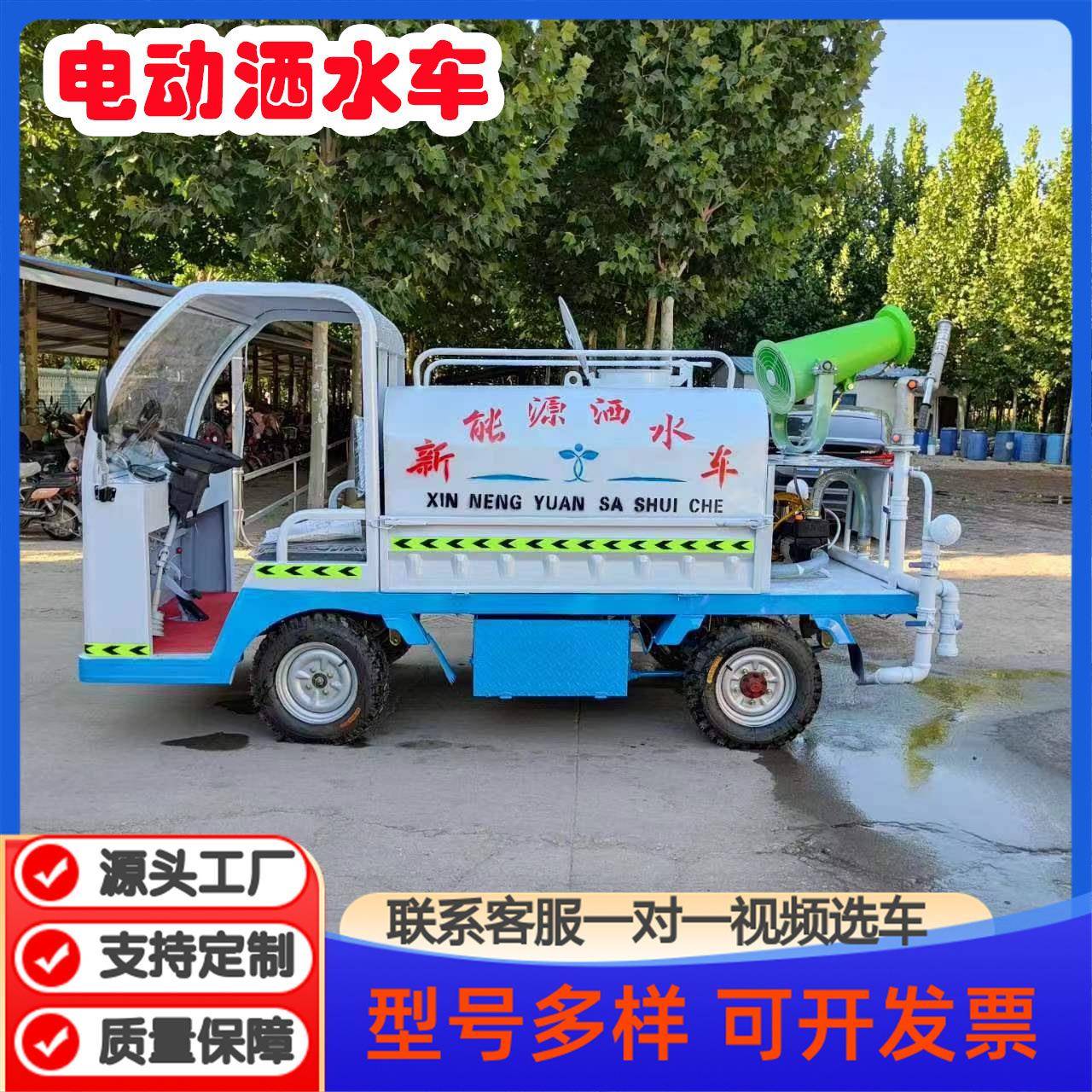 小型电动洒水车工地用雾炮抑尘车四轮多功能绿化喷洒车
