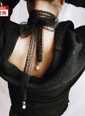甲状腺手术疤痕遮挡颈带宽边遮脖子蕾丝纹女脖链饰品装饰弹力项链