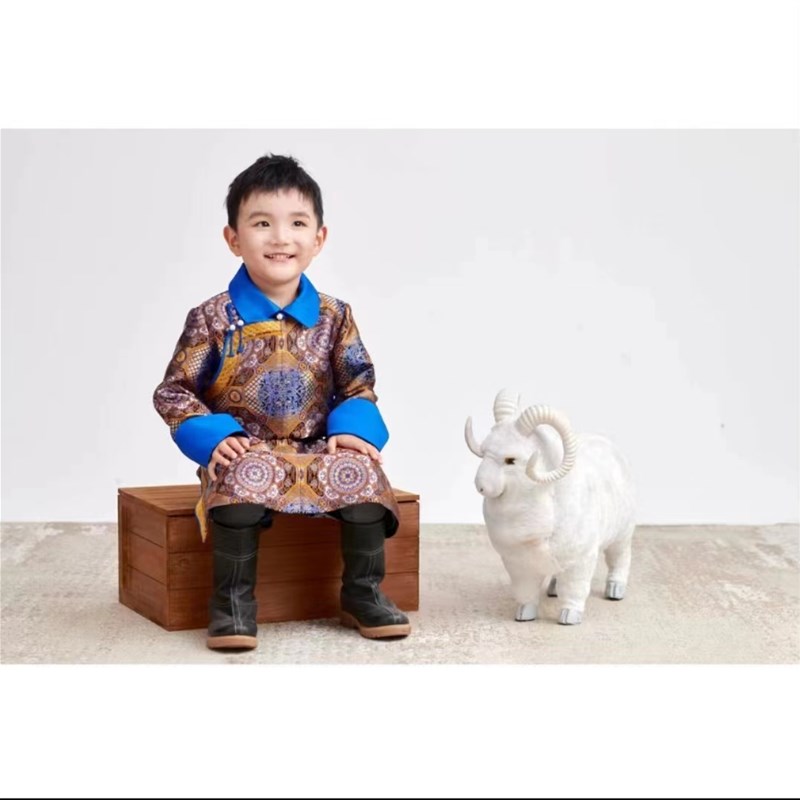 好货儿童蒙古袍男孩少数民族舞蹈表演出服蒙古族传统长袍童装蒙古