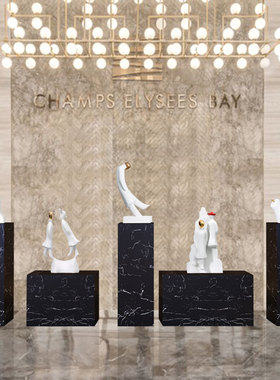 北欧抽象人物雕塑摆件样板房办公室酒店落地玻璃钢软装艺术品陈设