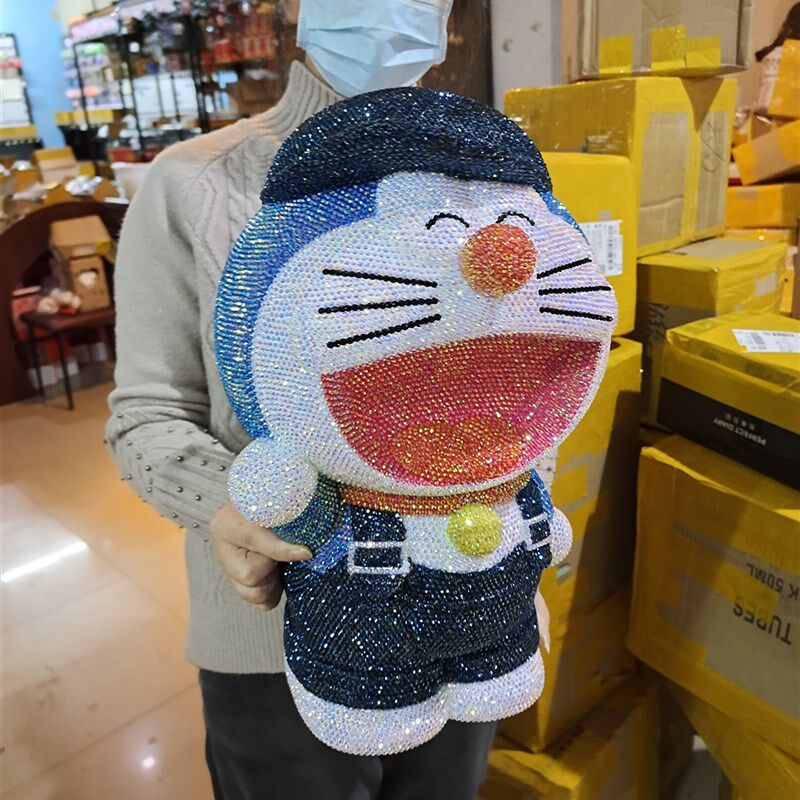 极速包邮超大号机器猫存钱罐 镶钻叮当猫储蓄罐 叮当猫储钱罐手工